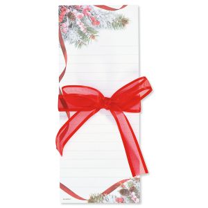 Snowy Pine List Pads with Ribbon