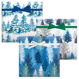 Snowy Trees Flat Gift Wrap Sheets 