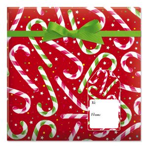 Candy Cane Joy  Jumbo Rolled Gift Wrap and Labels