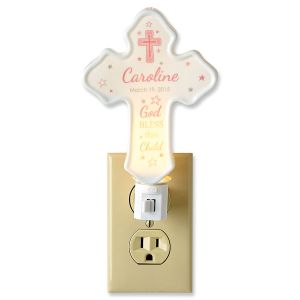 Custom Bless This Child Cross Pink Nightlight