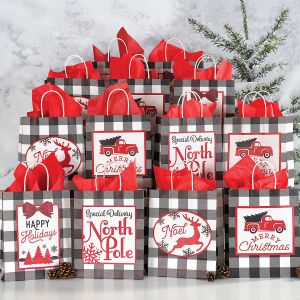 Black and White with Red Gift Bags