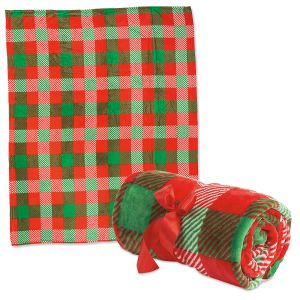 Red and Green Plush Throw 