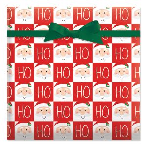 Checkerboard Santa Jumbo Rolled Gift Wrap