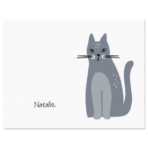 Gray Cat Custom Note Cards