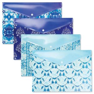 Blue Flora Patterned Snap Folders