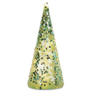 LED Green Sequin Glass Tree Deco