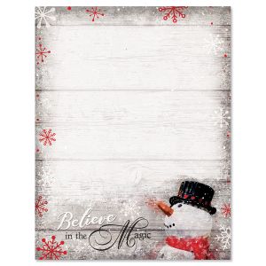 Snowman Believe Christmas Letter Papers