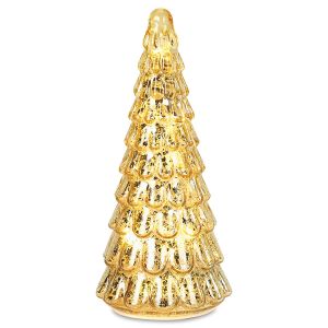 Mercury Glass Gold Scalloped LED Tree Decoration