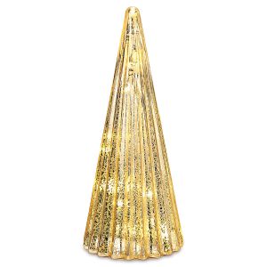 Mercury Glass Gold Pleated LED Tree Decoration