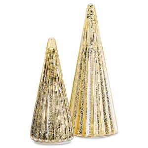 Mercury Glass Gold Pleated LED Tree Decoration