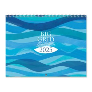 2025 Watercolor Waves Big Grid Planning Calendar