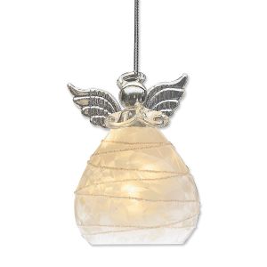 LED Frost & Sparkle Angel Glass Ornament