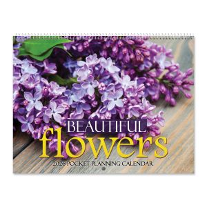 Beautiful Flowers 2026 Big Grid Planning Calendar with Pockets