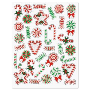 Deluxe Peppermint Joy Glitter Stickers