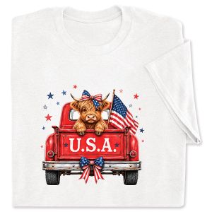 Highland Cow in Truck Adult T-Shirt