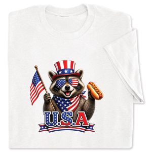 Racoon White Adult T-Shirt