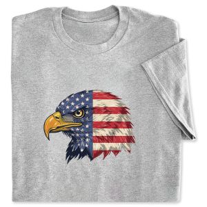 Eagle Head Flag Grey Adult T-Shirt