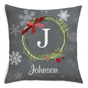 Personalized Christmas Wreath Pillow