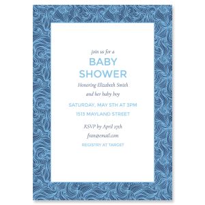 Custom Blue Wave Frame Shower Invitations 
