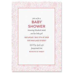 Custom Red Floral Frame Shower Invitations 
