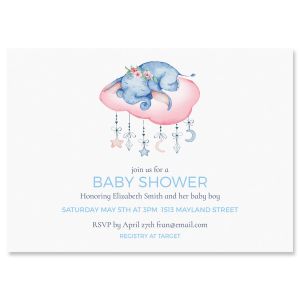 Custom Sleepy Elephant Shower Invitations 