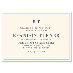 Ecru and Navy Framed Personalized Invitations 