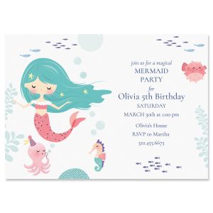 Custom Mermaid Birthday Invitations 