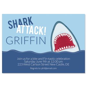 Custom Shark Attack Birthday Invitations