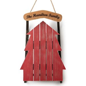 Personalized Red Wood Tree Sled Decor