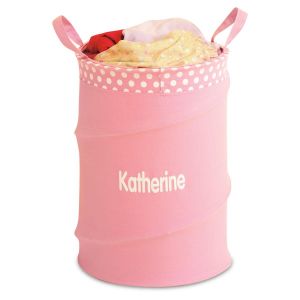 Pink Collapsible Custom Laundry Tote