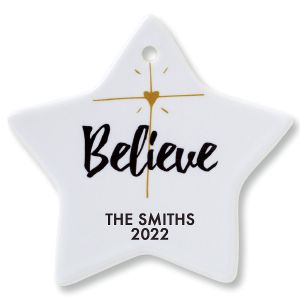 Custom Believe Star Christmas Ornaments