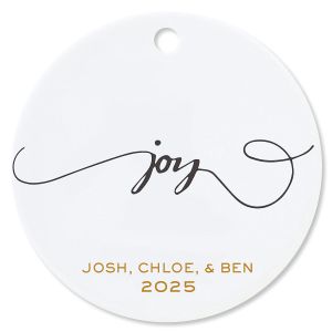 Custom Joy Round Christmas Ornament