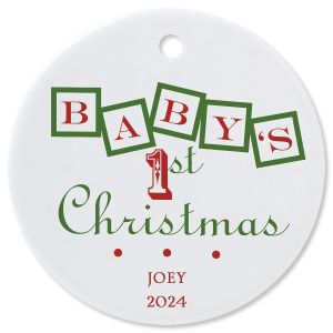 Baby's 1st Round Custom Christmas Ornament