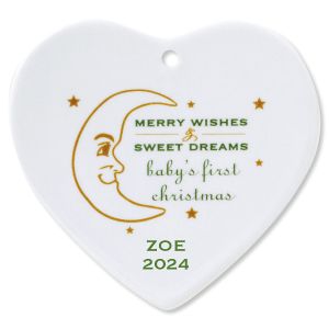 Merry Wishes Heart Baby's 1st Custom Christmas Ornament