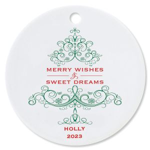 Custom Merry Wishes Round Christmas Ornament