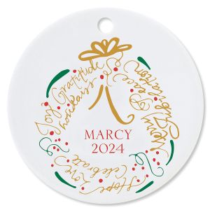 Wreath Round Custom Christmas Ornament