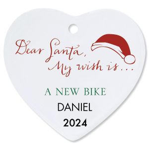 Custom Dear Santa Heart Christmas Ornament