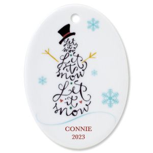 Custom Let it Snow Oval Christmas Ornament