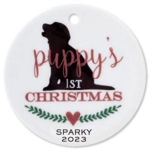 Puppy's 1st Round Pet Christmas Custom Ornament