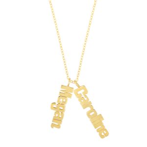 Personalized Gold Vertical Name Plate Necklace