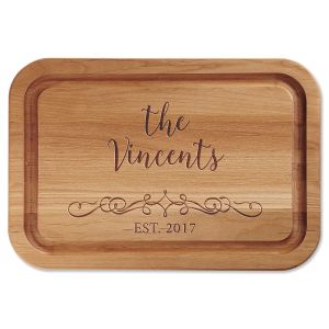 Personalized Vine-Design Red Alder Custom Wood Cutting Board