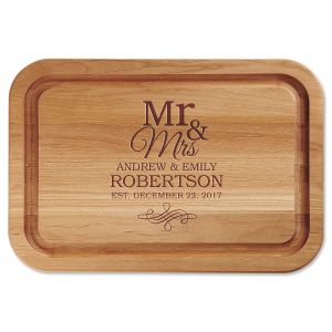 Personalized Mr. & Mrs. Custom Wood Cutting Board 