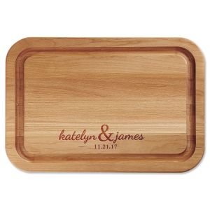 Personalized Couples Custom Wood Cutting Board 