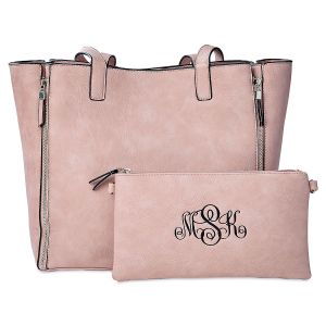 Custom Pink Carry-All Nora Tote Bag with Matching Crossbody Purse