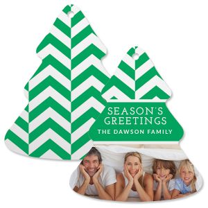 Green Chevron Custom Photo Ornament – Tree