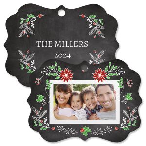 Festive Chalk Custom Photo Ornament - Bracket 