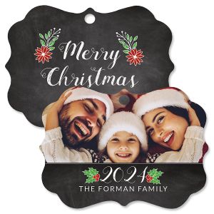 Merry Chalk Custom Photo Ornament - Bracket 