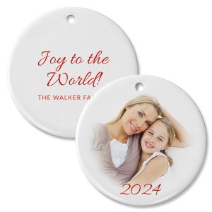 Joy Photo Circle Custom Ornament