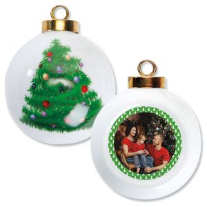 Green Tree Photo Ornament - Round Tree