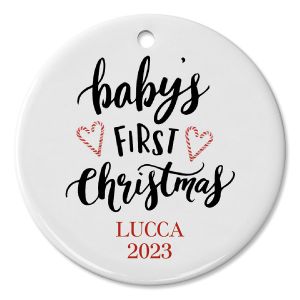 Baby's First Christmas Candy Cane Custom Ornament